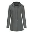 thumbnail image 4 of Elainilye Fashion Long Sleeve Dress for Women Casual Hooded Solid Long Sleeve Drawstring Solid Pullover Dresses,Gray, 4 of 6