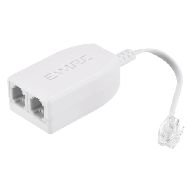 Filtro divisor DSL en línea Uxcell, adaptador de socket de 2 vías 6P2C, divisor de línea telefónica para teléfono, máquina de fax blanca