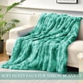 thumbnail image 3 of Exclusivo Mezcla Fuzzy Faux Fur Throw Blanket, Reversible Shaggy Sherpa Fleece Blankets,Fluffy Plush Warm Throws for Couch, Bed, 50x60 Inches, Gradient Teal, 3 of 8
