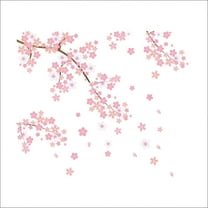 LAMIRO Cherry Blossom Wall Stickers Pink and White Flower Tree Branch Peel and Stick Wall Art Decals for Living Room Bedroom TV Wall 78 by 92cm