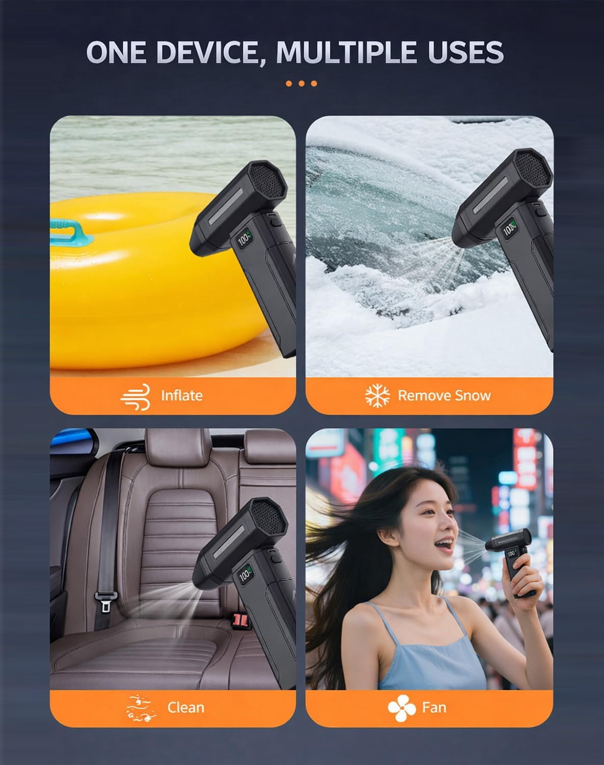Ultra-Powerful Portable Turbo Fan with 150,000 RPM, Electric Air Duster, Cordless Air Duster, Fast Charging, 5 Gear, 50 Minutes Runtime