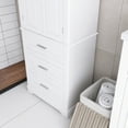 thumbnail image 4 of 70" Tall Storage Cabinet with Doors and Three Drawers for Bathroom/Office Lacquer - White, 4 of 5