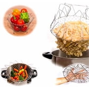 pcs foldable stainless steel salad baskets, steaming and rinsing basket for french fries, vegetables and salads