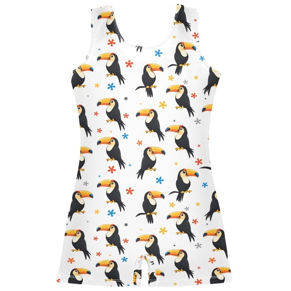 Gymnastics Leotard Sleeveless Toucan Stretchy Dance Bodysuit Breathable Athletic Ballet Yoga Outfit for Ages 3-14