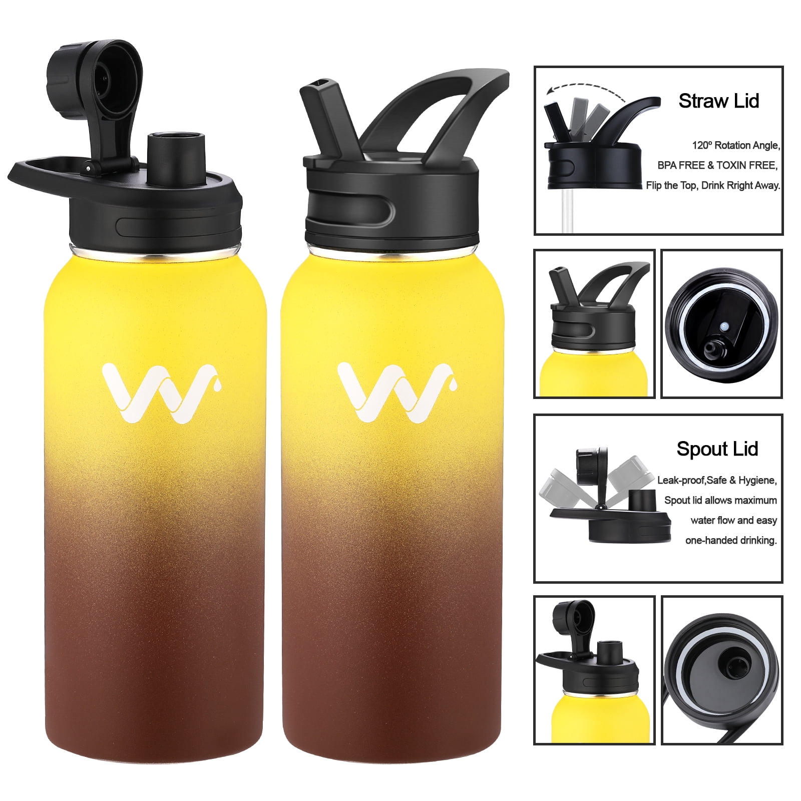 WEREWOLVES 32 oz Insulated Water Bottle, Stainless Steel, Leakproof  Thermos, BPA-free for Gym Camping - Walmart.com