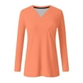 thumbnail image 5 of Enjoytime Long Sleeve Tops for Women Solid Color Round Neck Slim Casual Shirt Spring Trendy Basic Work Blouses Orange XXL, 5 of 5