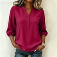 thumbnail image 2 of GUACER Half Sleeve Henley Blouses for Women V-Neck Button-Up Top Flowy Lightweight Shirts for Casual & Office Wear, 2 of 7