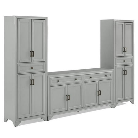 Pemberly Row 3PC Entertainment Center/Sideboard with Pantries in Gray