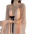 thumbnail image 5 of Camisones de seda satinada con tirantes finos para mujer, ropa de dormir de encaje, vestido dulce con lazo, lencería Sexy, camisón de malla para el hogar, 5 of 5