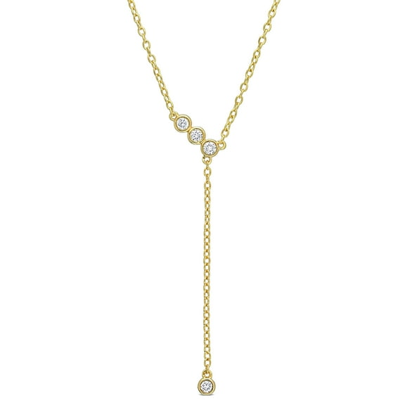 Created Forever Women's 1/8 Carat T.G.W. Lab Created Diamond 18kt Yellow Gold Plated Sterling Silver Lariat Drop Necklace