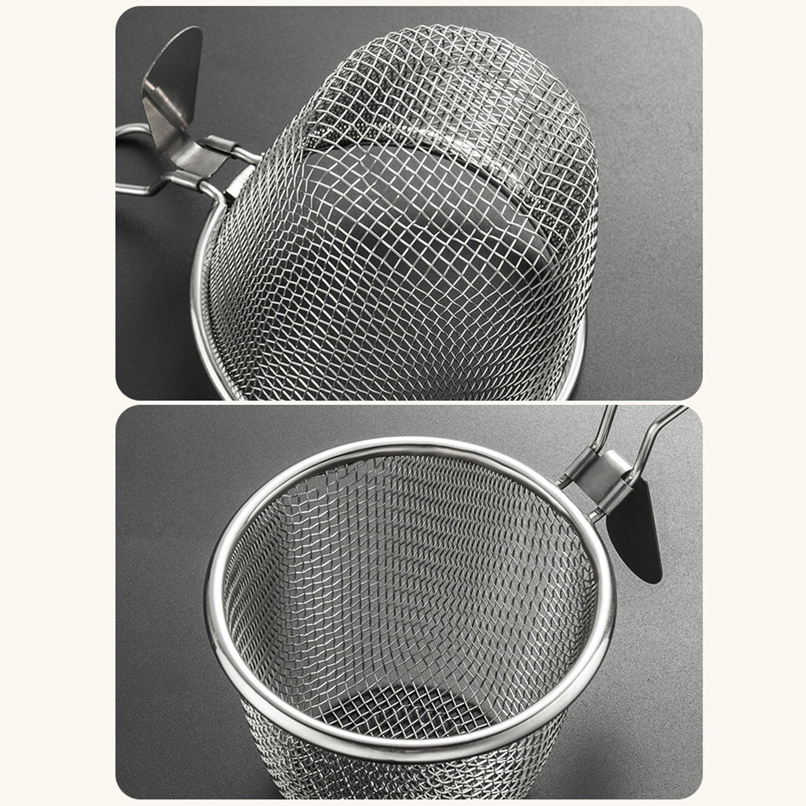 Cabilock Stainless Steel Mesh Strainer - Kitchen Colander With Hanging Handle For Filtering Oil