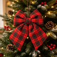 thumbnail image 7 of 1 PC Red Black White Plaid Christmas Bow, 11.81 x 9.84 Inch Wired Ribbon Bow for Tree, Wreath, Mantel, Door, Garland & Holiday Decor, 7 of 7