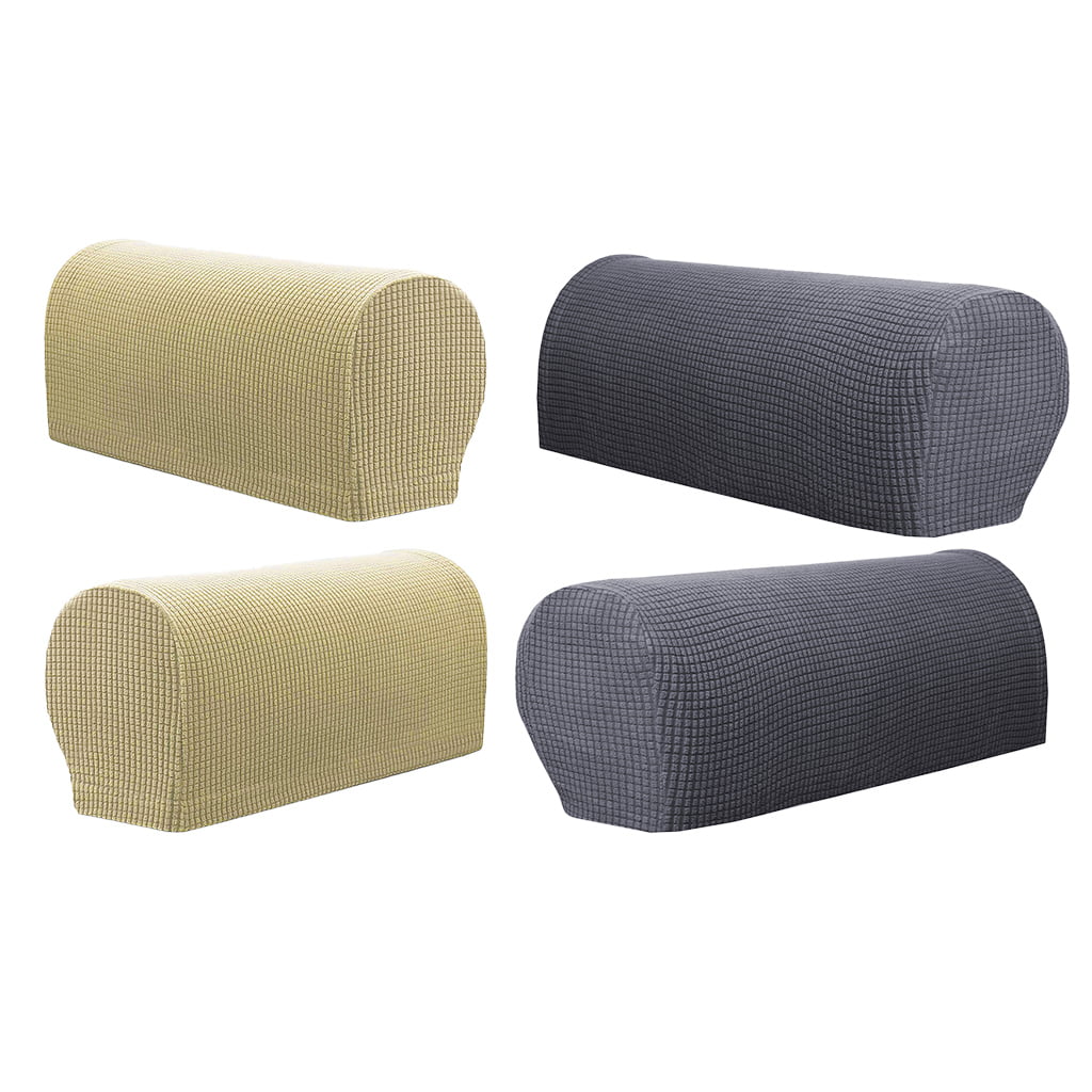 SM SunniMix Flannel Spandex Stretch Armrest Covers Set of 4 Couch Armchair Arm Protector Gray 