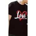 thumbnail image 2 of Camisetas a juego con corazones para él y para ella: camisetas informales de algodón negro con diseño de flecha roja, cuello redondo, manga corta, 180 g. Ideales para parejas, regalo de San Valentín., 2 of 7