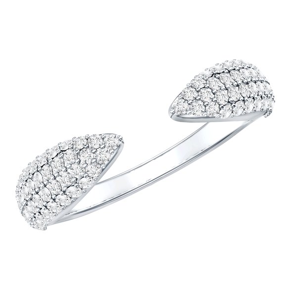 Rosec Jewels Pave Diamond Cuff Ring for Women (Ef-Vs Quality Lab Created Diamond) - Ready to Gift for Anniversary, 925 Sterling Silver, US 4.00