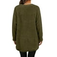 thumbnail image 6 of Women's Mid-Length Plush Sweatshirt, Double-Sided Fleece Pullover with Pockets, Crew Neck Casual Long Sleeve Top, Soft Warm Layering Piece, Autumn Winter Comfort Wear Green S, 6 of 9