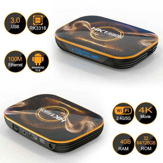 FIEWESEY TV HK1 BOX , Android 11.0 TV Displays Box with USB Port 3.0/USB 2.0 , Ethernet, AV, HDMI SD Card port 2.4GHz Wifi,Support 5G/Wifi /4K TV HD Box For Home Media Streamer Player-4GB+64GB