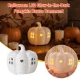 thumbnail image 5 of QLUEWX White Resin Pumpkin House LED Night Light, Hollow Carved Mini Cottage Lamp, Warm Glow Tabletop Ornament for Fall Harvest Halloween Bedroom Mantel Window Farmhouse Home Decor, 5 of 7