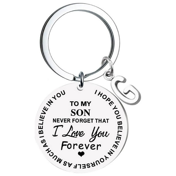 Llaveros para mujer, llavero de billetera, llavero de auto, llavero DIY para mi hijo, llavero de acero inoxidable con apellido de 26 letras, 2,5 cm, decoraciones de moda