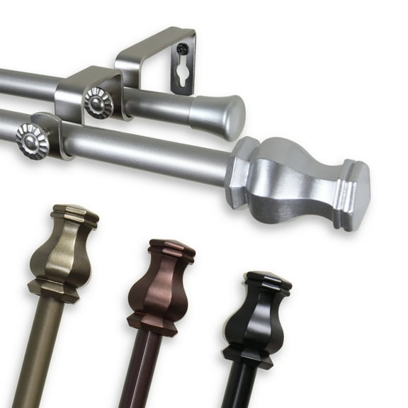 5/8" Dia Adjustable 84"-120" double curtain rod with Lizzie Finials - Antique Light Gold,(5713-844D)