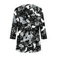 thumbnail image 4 of Fashion Fall Saving Womens Tops Casual Dressy Fashion Women's Casual Printing Tops Plus Size Round Neck Shirts 3/4 Sleeve T-Shirt Blouse Pleated Tunic Shirt Reorder Items, 4 of 6
