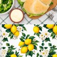 thumbnail image 3 of AshasdS Lemon Floral Pattern Linen Table Mats Set of 4 12x18 inch for Spring Summer Home Table Decor, 3 of 5