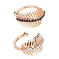 thumbnail image 1 of 2pcs Leaf Ear Clip Rhinestone Beautiful Retro Creative Decorative Earrings Ear Clip for Woman (White Rhinestone, Black R, 1 of 8