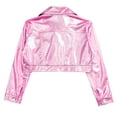 thumbnail image 3 of LiiYii Girls Metallic Jacket Kids Motorcycle Biker Coat Long Sleeve Modern Hip Hop Jazz Dance Tops Outwear Pink 16, 3 of 4