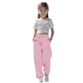 thumbnail image 1 of WENXIAOO Toddler Sweatpants Adjustable Drawstring Casual Pants With Pockets Solid Pants Pink Sweat Pants Kids Kids Spring Fall Sweatpants Size 7-8 Years, 1 of 7