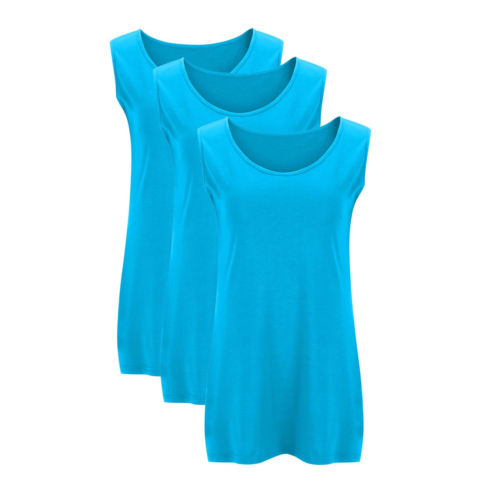 Fouhkni Plus Size Tank Tops for Women Sleeveless Round Neck Basic Loose Casual Plain Tunic Tops 3 Pack