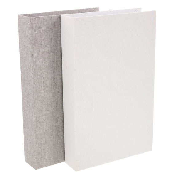 HOMEMAXS Set of 2 Rustic Linen Covered Decorative Fake Books for Bookshelf Display and Home Decor
