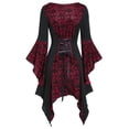 thumbnail image 3 of Enjiwell Women's Steampunk Victorian Gothic Tops Lace Up Batwing Blouse Halloween Clothes, 3 of 5