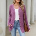 thumbnail image 6 of Edvintorg Long Cardigans for Women Solid Color Long Sleeve Button Down Knit Cardigan Fall Open Front Cardigans Sweater Women Clothing S-2XL Purple, 6 of 8