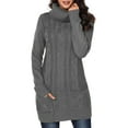 thumbnail image 1 of Women's Gray Cowl Neck Cable Knit Sweater Dress, 1 of 5