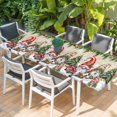 thumbnail image 2 of Beige Christmas Table Cloths for 8 Foot Rectangle Tables, Gnomes Xmas Tree Snowflake Gifts Patio Waterproof Elastic Fitted Tablecloths, Washable Rectangular Table Cover for Camping, 2 of 8