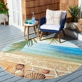 thumbnail image 3 of SAFAVIEH Barbados Sea Shells Outdoor Area Rug, Gold/Blue, 8' x 8' Round, 3 of 6
