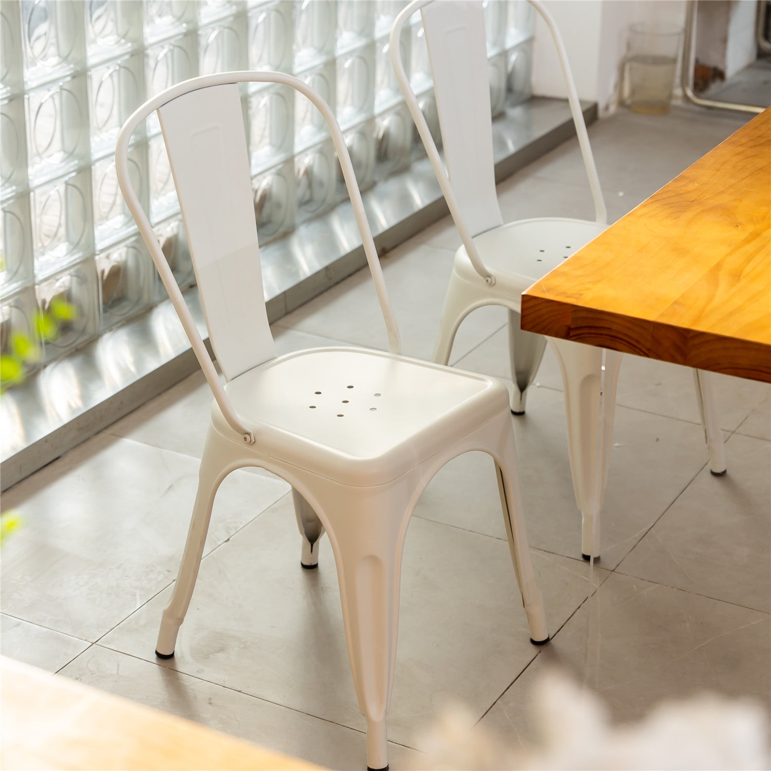 Homy Casa Set of 2 Metal Dining Side Chair Stackable for Bistro Cafe