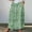 Green, variant on WXLWZYWL Women's Linen Maxi Skirt with Pockets - Floral Print Casual Elastic Waistband Flared Long Skirt 2024 Fall Fashion