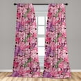 thumbnail image 2 of Dreamy Floral Window Curtains, Fantasy Colors Flowers Retro Wave Feels Art on Abstract Boho Back, Lightweight Decor 2-Panel Set with Rod Pocket, Pair of - 28"x63", Pastel Pink Fuchsia, by Ambesonne, 2 of 3
