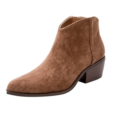 

Qufokar Womens Flip Flops Size 12 Boots for Women 11 Wide Boots Women Heel Short Boots Fashion Solid Color Slip On Boots Casual Booties Shoes