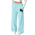 thumbnail image 2 of CYRBOKO Girls Sweatpants with Pockets, Elastic Waist Casual Soft Relaxed Fit Wide Leg Pants Light Blue Size 13-14 T, 2 of 6