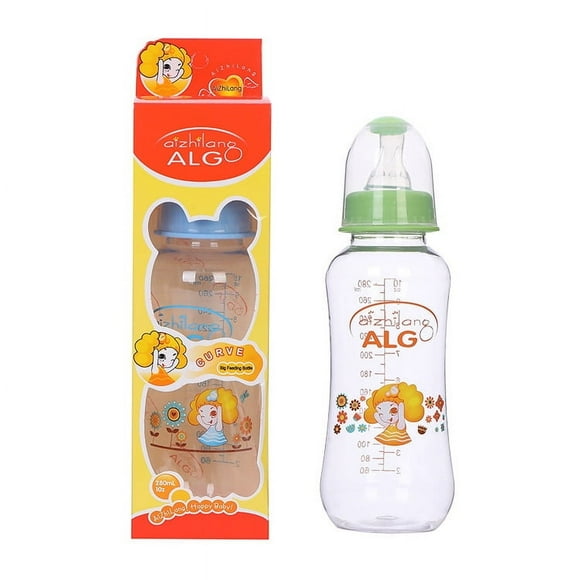 Biberón de plástico PP con boca antiflatulencia, biberón para bebés, productos maternos e infantiles, 280 ml