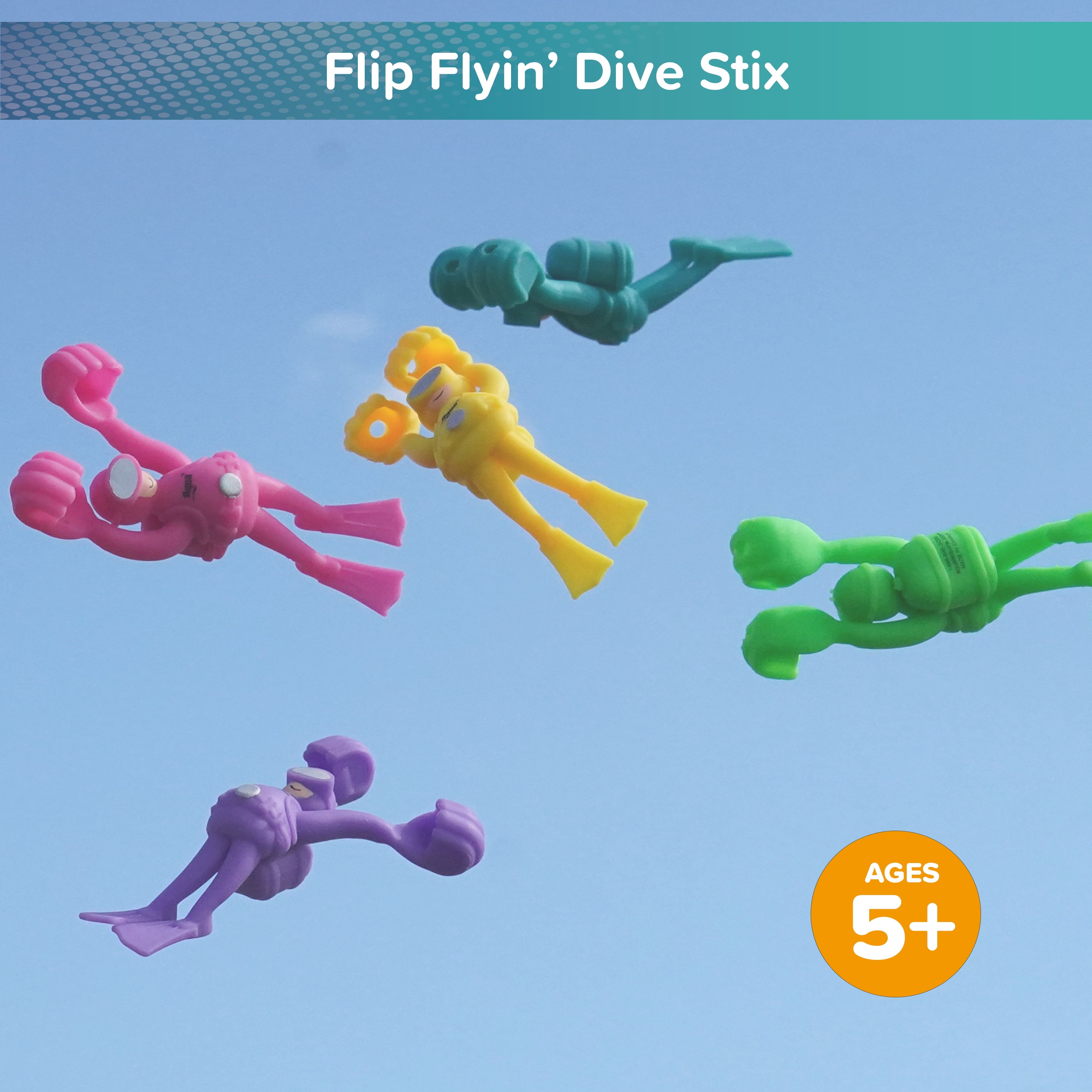 (3 pack) Play Day Flip Flying Dive Stix Pool Toy Dive Set for Children, 6 pack, Multicolor
