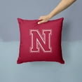 thumbnail image 2 of Letter N Initial Monogram - Maroon and White Fabric Decorative Pillow, 2 of 4