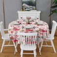 thumbnail image 2 of Pink Christmas Red Truck and Snowman Pattern Round Tablecloth 60"x60",Wrinkle Wipeable Table Cloth for Kitchen Dining Room Picnic Patio Party, 2 of 6