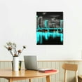 thumbnail image 2 of ARISTURING Miami Skyline Wall Art Black White and Teal Florida Panorama Cityscape Posters Pictures Canvas Print City Night View for Home Bedroom Wall Decoration Artwork, 2 of 4