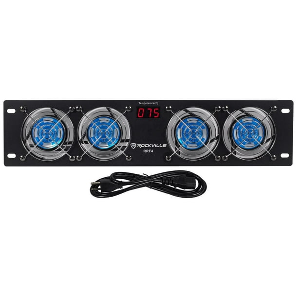Rockville RRF4 19" Rack Mount 4 Fan Cooling System with LED Temperature