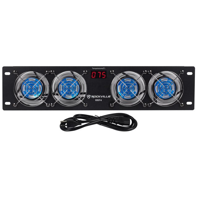Rockville RRF4 19" Rack Mount 4 Fan Cooling System with LED Temperature