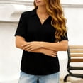 thumbnail image 4 of Generic Women's Lapel Collar Polo Shirts Casual V Neck Short Sleeve Tops Summer Cotton Dressy Casual Tunic Tops, 4 of 4
