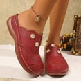 thumbnail image 2 of Xfvqtps Clogs for Women Mules Slide Closed Toe Clog Bead Decor Hollow out Comfortable Wedge Mule Red, 2 of 9